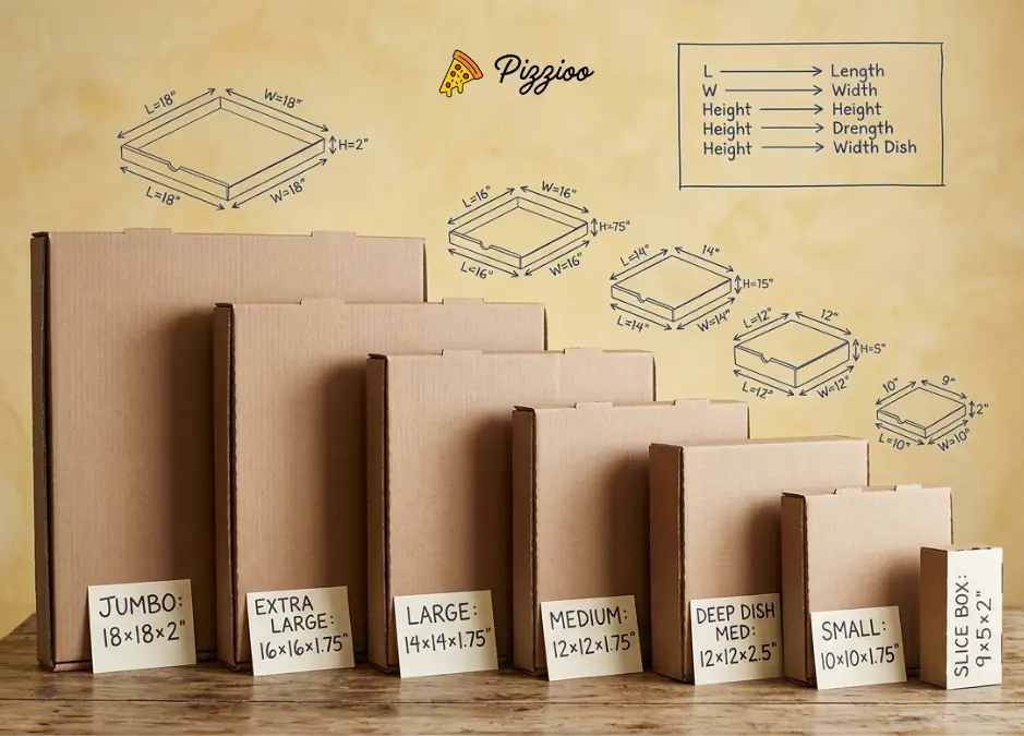 Pizza Box Sizes 2026: Complete Guide to Dimensions & Types pizza box dimentions