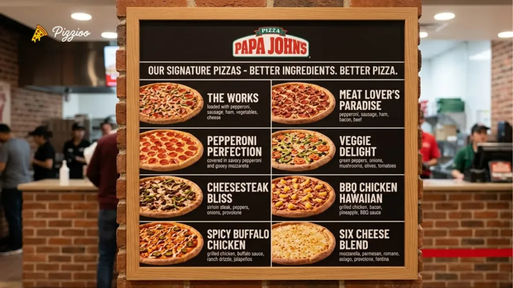 papa johns pizza menu